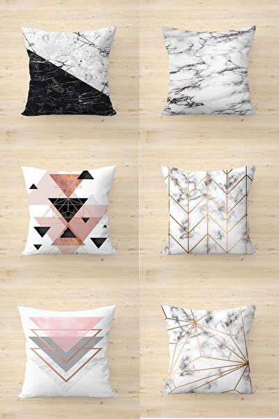 fdm desıgn غطاء وسادة مزخرف بتصميم خاص من الرخام الأبيض مطبوع على الوجهين، مج...