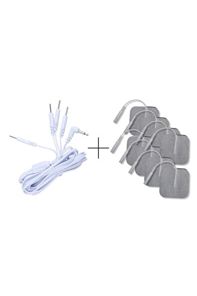 MediPal 4 Uçlu Soketli Tens Cihazı Kablosu - 8 Adet Soketli Kare Tens Pedi - ...