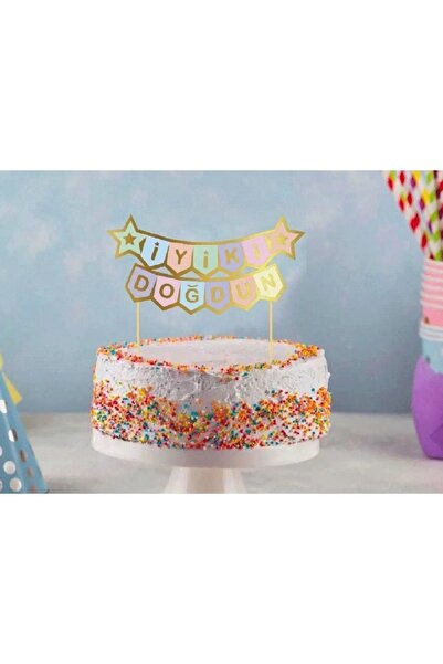 aşkın concept Pasta Üstü Yazı Kürdan Pasta Bayrağı Iyiki Doğdun Varaklı Makar...