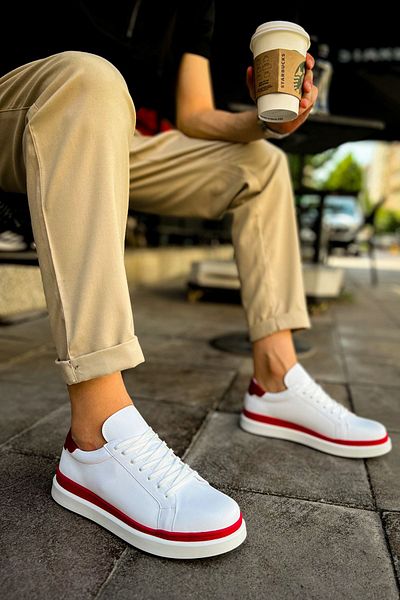 BZ Moda Santoni B979 - Ανδρικά παπούτσια Sneaker Orthopedic Sole CBT Λευκό/Κόκκινο