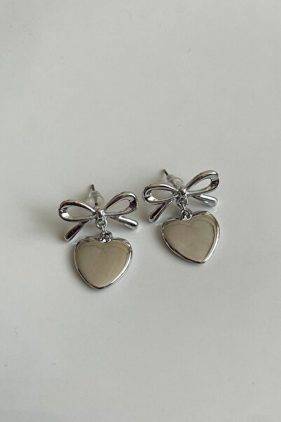 Lavian Accessories Gümüş Fiyonk Sallantılı Kalp Sisterss Küpe