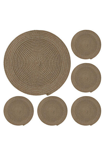 CAMİNHO DA LUA Hasır 6 Adet Amerikan Servis Lüks Supla Tabak Altı Jüt Masa Su...