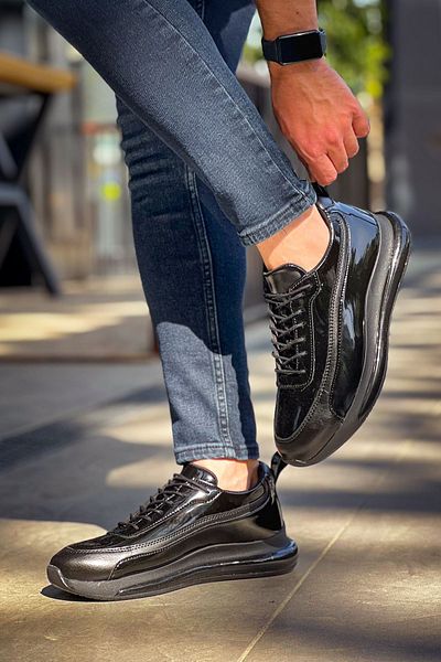 BZ Moda B2419 Ορθοπεδικό ανδρικό αθλητικό παπούτσια - λουστρίνι, καθημερινά αθλητικά παπούτσια, RST μαύρο