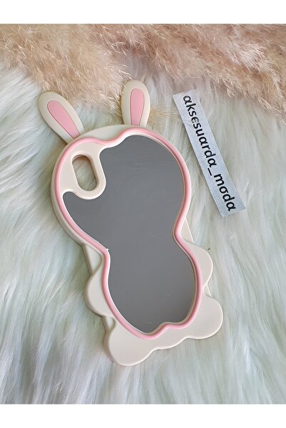 Aksesuarda Moda İPHONE X - XS UYUMLU TAVŞAN KULAKLI AYNALI SİLİKON HAMUR KILIF