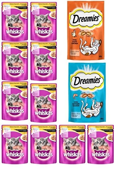 Whiskas Pouch Yavru Karışık Etli Yaş Kedi Maması 85gr X10'lu 2 Adet Dreamies ...