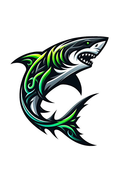 MegaSticker Shark Köpekbalığı Sticker Araba, Motorsiklet, Kask, Laptop,cam St...