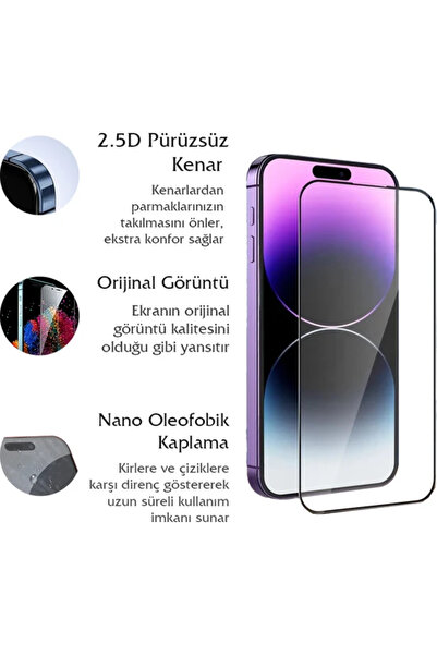 Fibaks Apple iPhone XR Uyumlu Kolay Uygulama Aparatlı Siyah Çerçeveli Tam Kapatan Cam Ekran Koruyucu