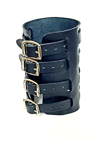 aysefe 4 Belted Wide Ottoman Real Leather Bracelet