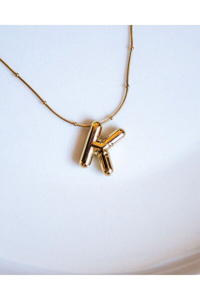 toute istanbul Balon Harf Çelik Kolye K Harfi