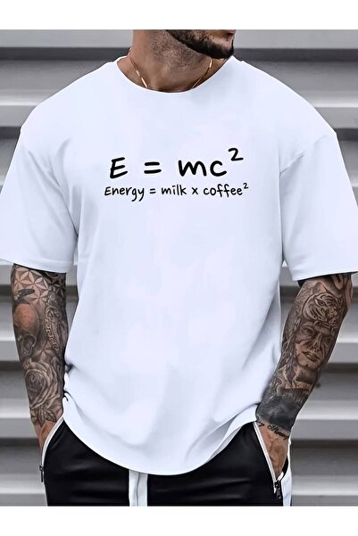 NoVibe Tricou unisex cu mânecă scurtă, 100% bumbac, imprimat E=mc2