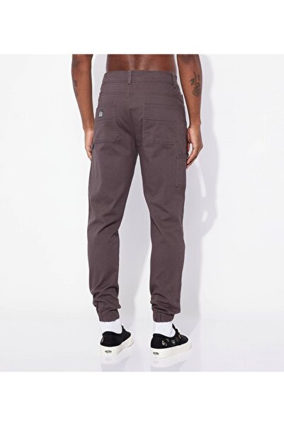 Aeropostale Men's Purple Plain Mid-Rise Drawstring Jogger