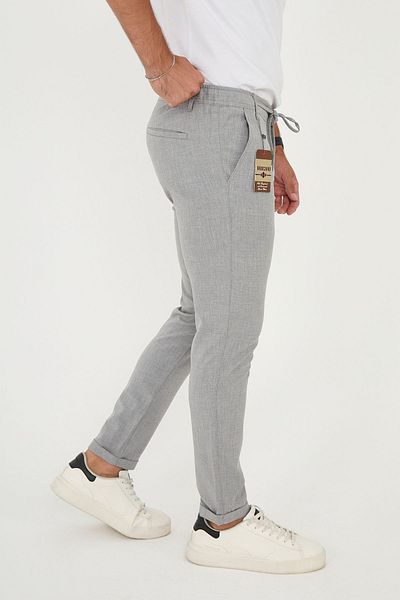 BROCARD Γκρι Slimfit Jogger Παντελόνι - Ανδρικό, Διπλό Πόδι, Σχέδιο μισής ελαστικής μέσης