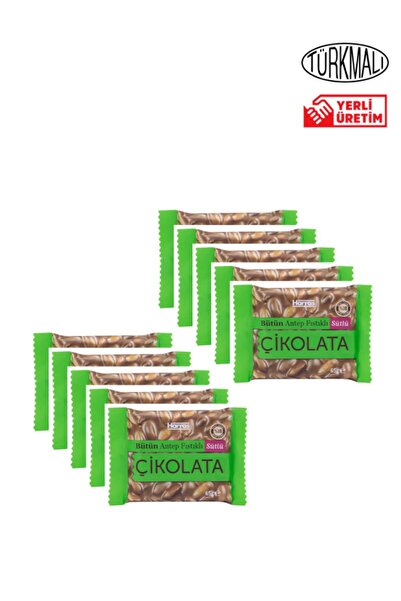 Harras Bütün Antep Fıstıklı&Sütlü Çikolata 65gr x 10 Paket