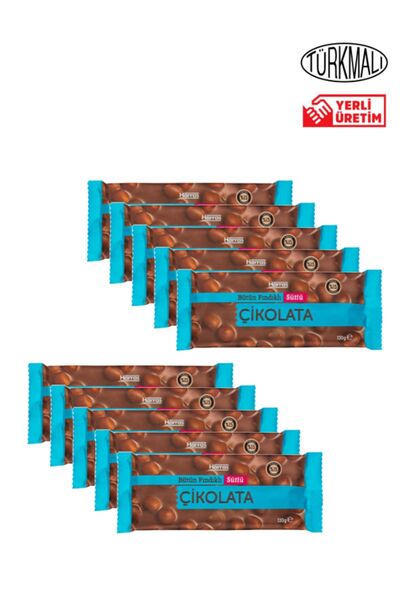 Harras Bütün Fındıklı Sütlü Çikolata 130gr x 10 Paket
