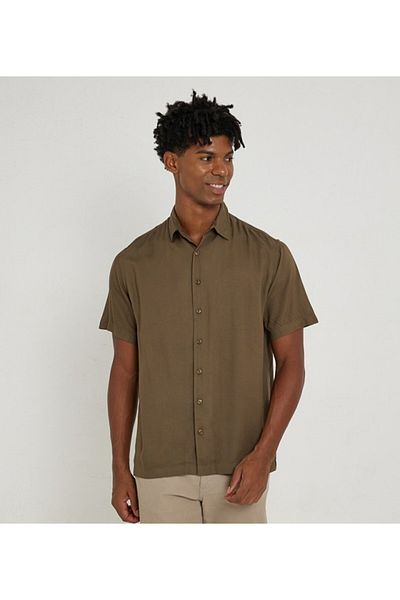 Aeropostale Men's Green Collared Short Sleeve Shirt
