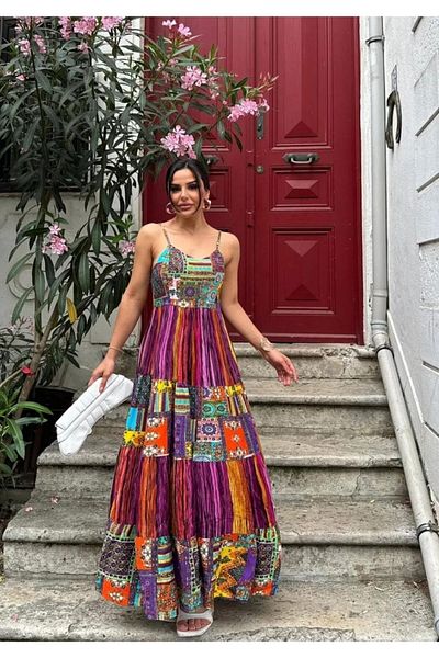 elma abone Rochie colorată cu bretele lungi