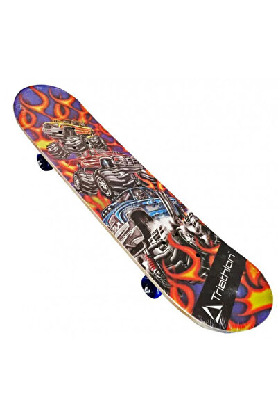 Triathlon T132 Tahta Kaykay 80 Cm Hot Trucks Çılgın Kamyonlar Desenli - 80 X 20 Cm - Zımpara Yüzey