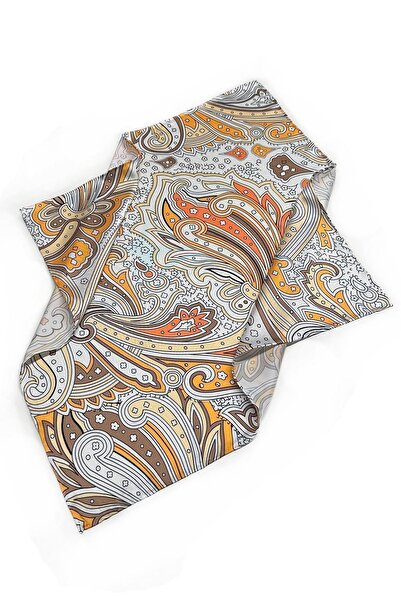 La Pescara Біло-помаранчевий шарф з візерунком, хустка-бандана 55-55 см KDNF17