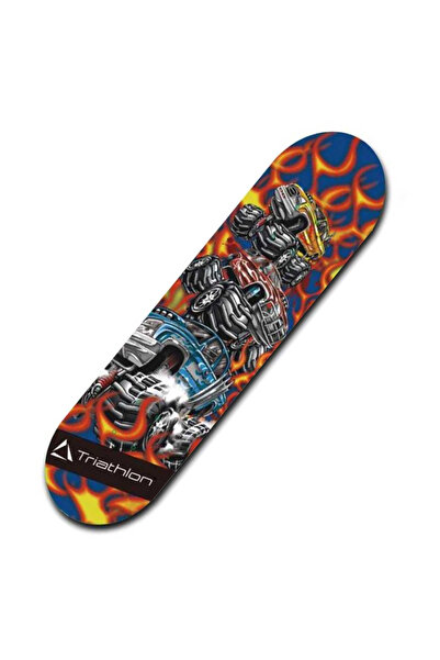 Triathlon T132 Tahta Kaykay 80 Cm Hot Trucks Çılgın Kamyonlar Desenli - 80 X 20 Cm - Zımpara Yüzey