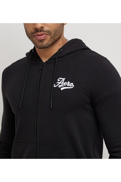 Aeropostale Men's Black Plain Hooded Sweatshirt