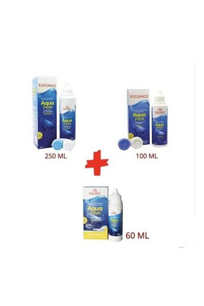 Elegance Aquafresh 250ml+100ml+60ml Solution Set + 3 Lens Containers