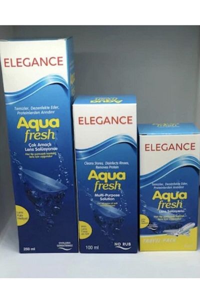 Elegance Aquafresh 250ml+100ml+60ml Solution Set + 3 Lens Containers