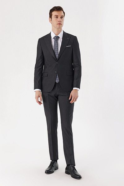 Morven Men's Gray Basic Slim Fit Suit