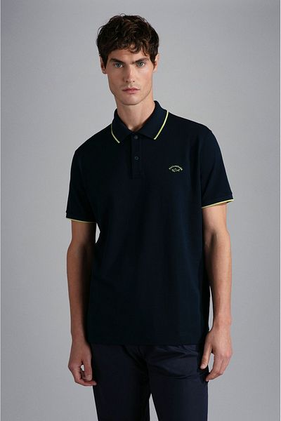 PAUL&SHARK Men's Cotton Polo Collar Button Closure Short Sleeve Navy Blue Polo Collar T-shirt24411300-013
