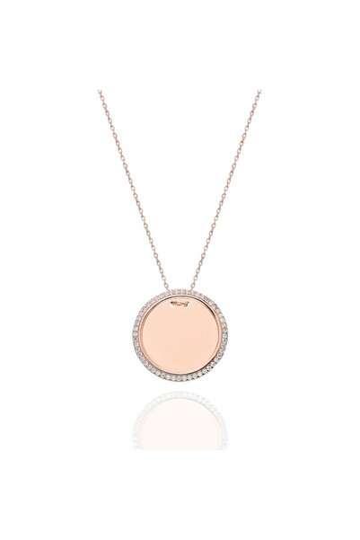 ERKOÇ JEWELLERY Kadın 925 Ayar Gümüş Çerçeveli Plaka Kolye