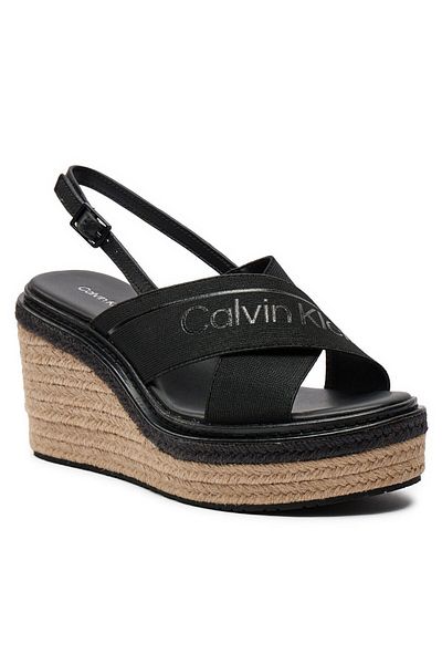 Calvin Klein Schwarze Damensandalen mit hohem Absatz und Metallschnalle – HW0HW01965-BEH