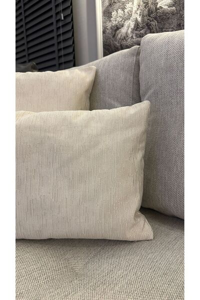 Decamor home Ecru Throw Pillow Cover - Gold Detailed