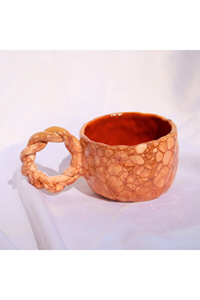 Lily & Loly Ceramics 200ml Ceramic Mug - Brown, Beige, Brown Bubble, Handmade with Bubbles and Handles