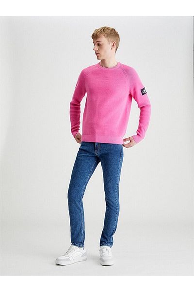 Calvin Klein Blugi pentru bărbați din bumbac cu talie obișnuită, cu 5 buzunare, cu nasturi J30J324194-1BJ