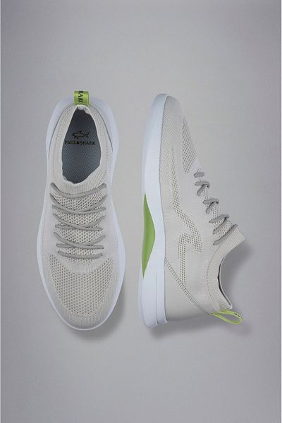 PAUL&SHARK Men's Lace-up Walking Logo Detailed Ecru Sneakers24418005-010