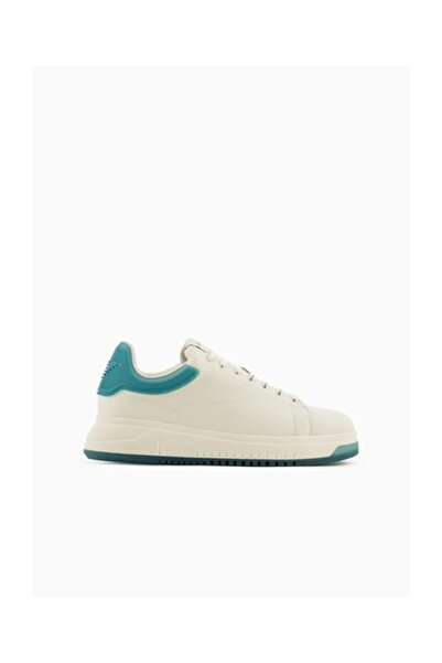 Emporio Armani White-Water Green Men's Sneakers - Thick Sole, Lace-up, Brand ...