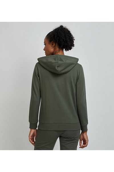 Aeropostale Women's Green Plain Hooded Sweatshirt