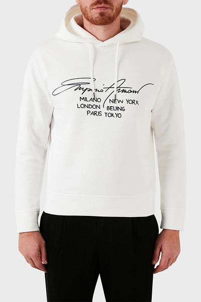 Emporio Armani Мъжки суитшърт с лого на марката, ежедневен бял, 6k1m92 1jqkz-white