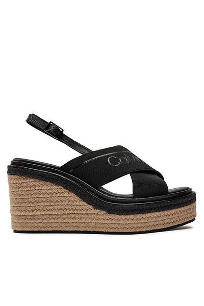 Calvin Klein Schwarze Damensandalen mit hohem Absatz und Metallschnalle – HW0HW01965-BEH
