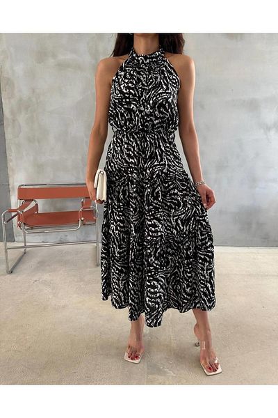MsLena Butik Rochie lungă cu model - damă, talie elastică - nr.360-1288