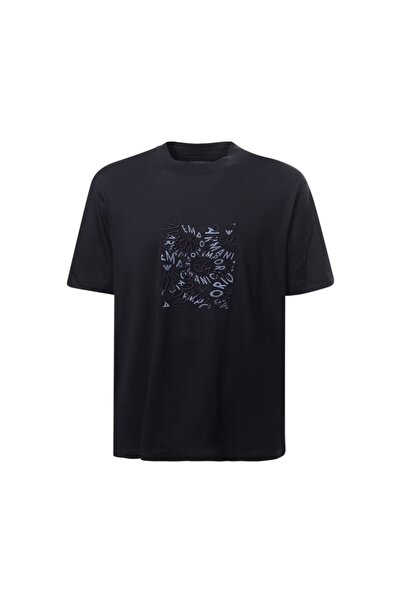 Emporio Armani Men's Cotton Short Size Comfortable Cut Daily Navy Blue T-Shir...