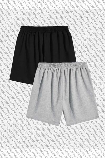 Pasage Japan Printed Oversize White and Black Shorts 2 Piece Set