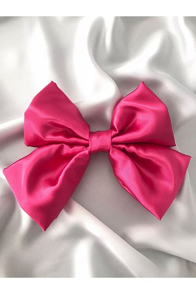 Demeter Collection fuchsia pink satin bow clip hairpin