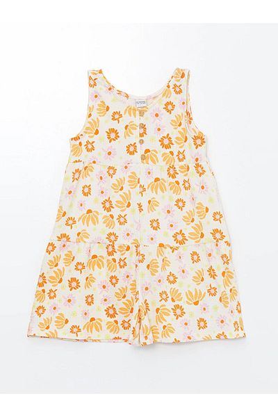 LC Waikiki LCW Kids Jumpsuit mit Rundhalsausschnitt und Blumenmuster für Mädchen