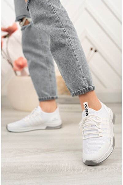 Saks Gardrop Білі унісекс спортивні кросівки - з сіткою та шнурівкою, підошва 3 см