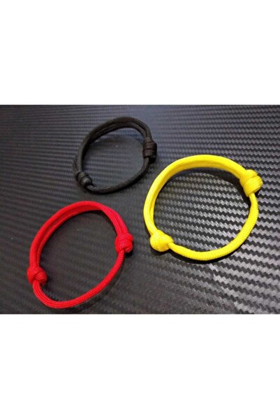 PARACORD DÜNYASI Paracord 3lü Sarı - Kırmızı Kalın Ip Bileklik 4mm Paraşüt Ipi