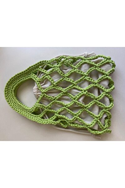 örgü FİLE EL ÇANTA YEŞİL 40X30 CM