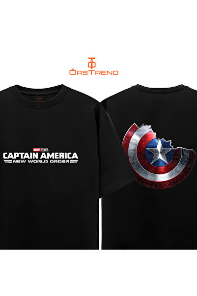 ÖRSTREND Captain America New World Order Baskılı Oversize Tişört