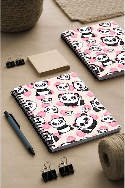 kutuTR Panda 100 Sheets Lined Wooden MDF Cover Vip Modelist Notebook - 80gr/m2 Ç510