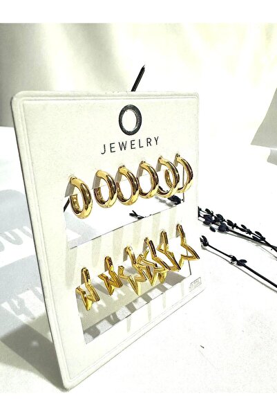 Perry Accesories Set of 12 Women's Hoop Earrings and Star Earrings Detailed C...
