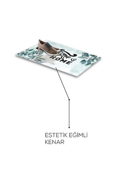 Decorita Green Flower Patterned Non-Slip Glass Mat - 45cm x 70cm
